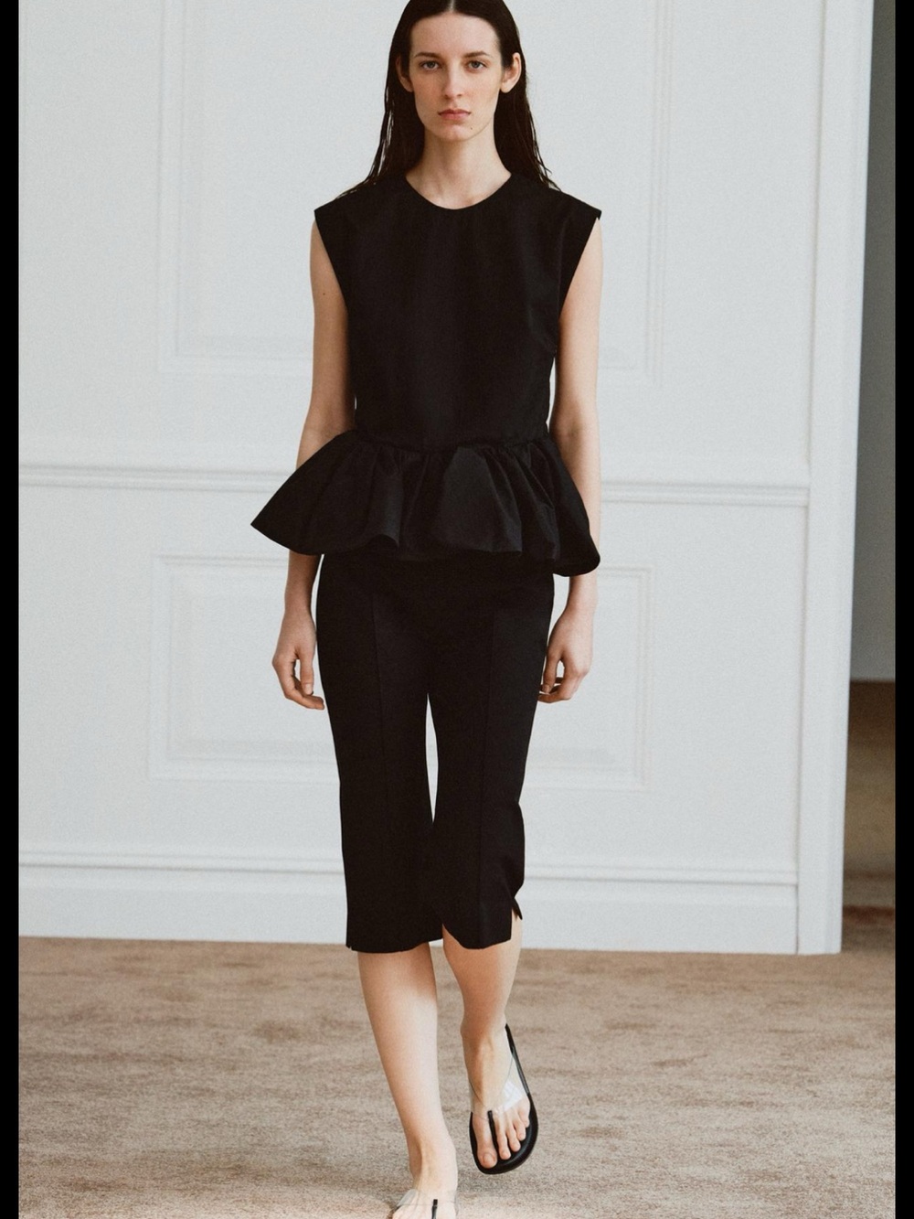 Zara ZW Collection Black Sleeveless Peplum Top
